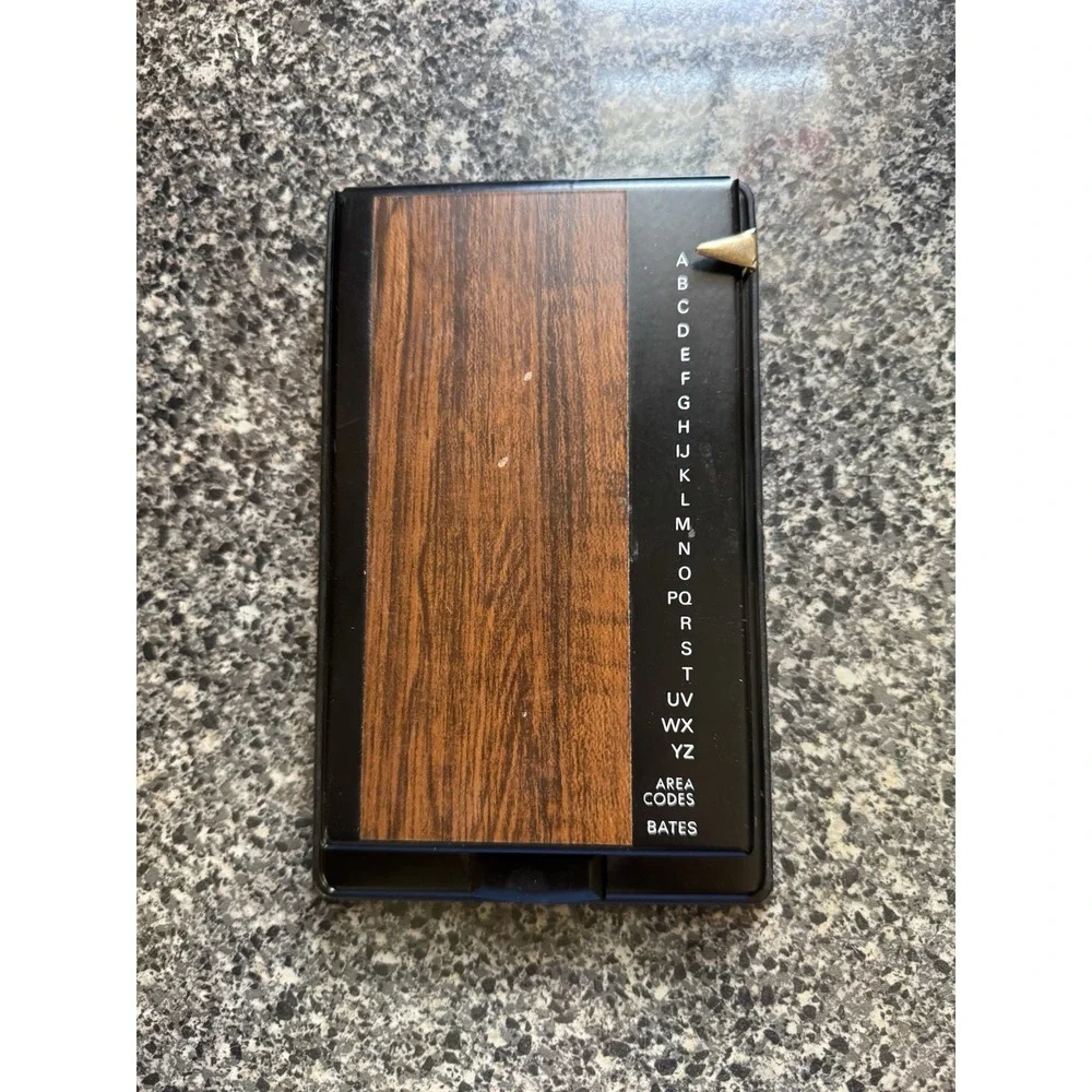 Vintage Bates List Finder Flip Up Address Phone Book Metal Brown Used